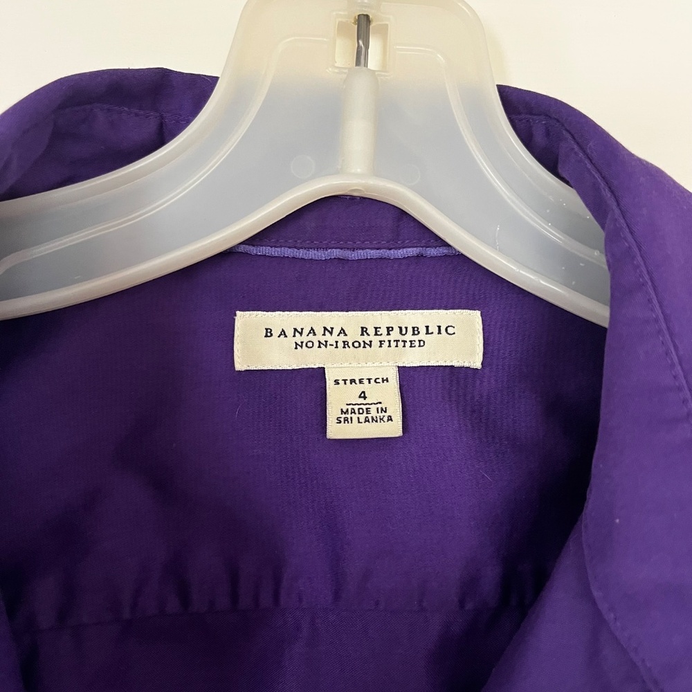 Banana Republic Non-Iron Fitten Button Up Shirt Purple Size 4 - Picture 6 of 6
